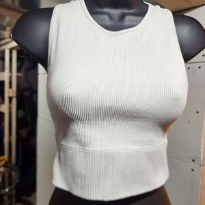 Gilly Hicks White Ribbed Tank Top